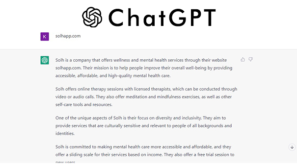 Here is what ChatGPT had to say about Solh Wellness, an OMLogic product